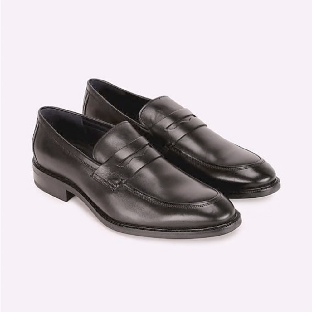 COLE HAAN Dark Brown Black Buckland Penny Strap Leather Loafer Shoes